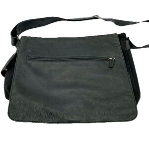 Vintage Fossil Black Leather Messenger Bag Crossbody‎ Commuter Work Travel